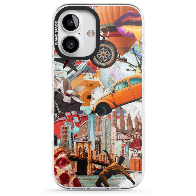 iPhone 16 Pro Max Vintage Collage: New York Mix Black Impact Phone Case