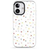 iPhone 16 Pro Max Confetti Print on Solid White Black Impact Phone Case