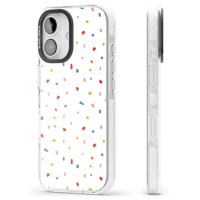 iPhone 16 Pro Max Confetti Print on Solid White Black Impact Phone Case