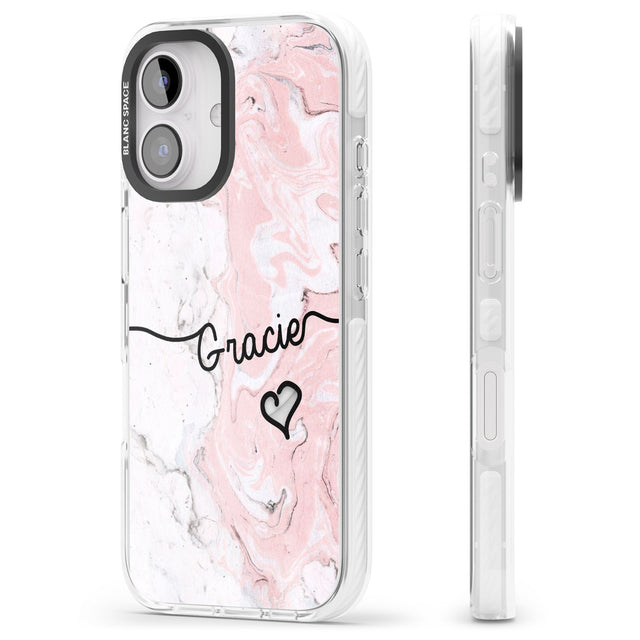 iPhone 16 Pro Max Pink Marble Black Impact Phone Case