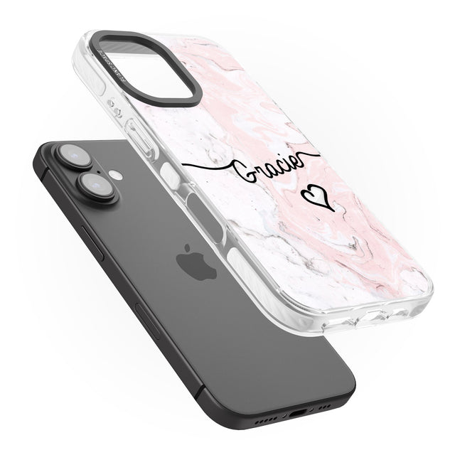 iPhone 16 Pro Max Pink Marble Black Impact Phone Case