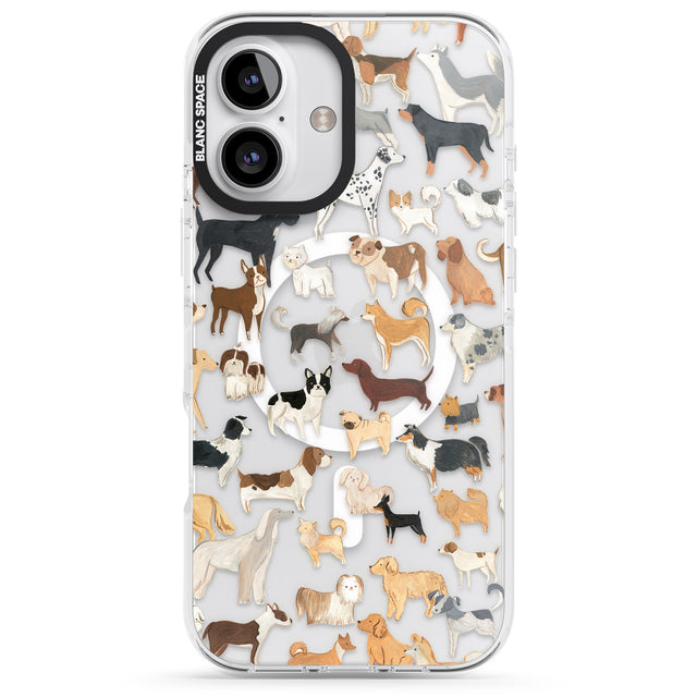 iPhone 16 Pro Max Hand Painted Dogs Black Impact Phone Case