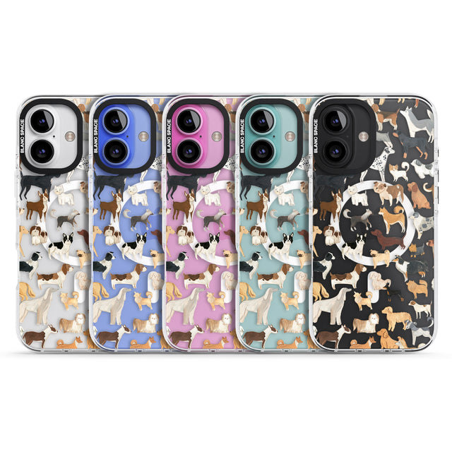 iPhone 16 Pro Max Hand Painted Dogs Black Impact Phone Case