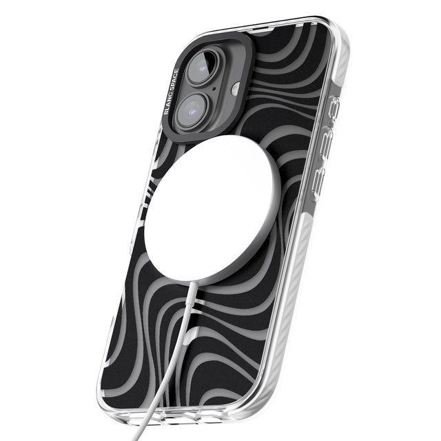 iPhone 16 Pro Max Abstract Waves Black Impact Phone Case