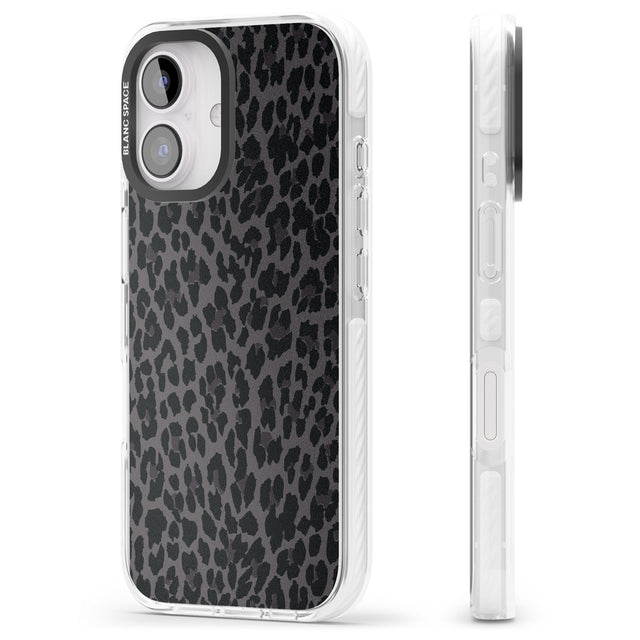 iPhone 16 Pro Max Dark Animal Print Pattern Small Leopard Black Impact Phone Case