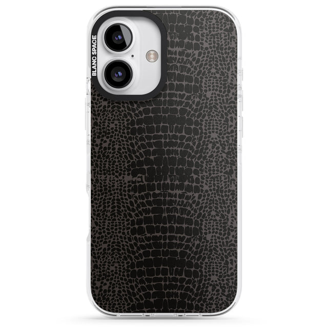 iPhone 16 Pro Max Dark Animal Print Pattern Snake Skin Black Impact Phone Case