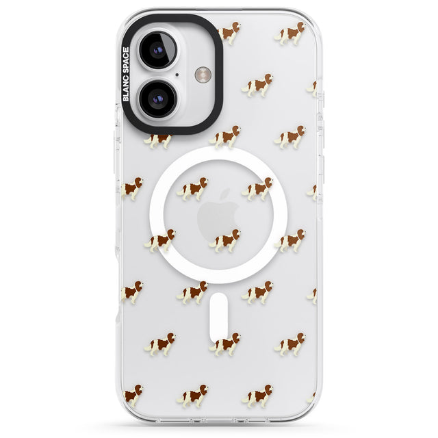 iPhone 16 Pro Max Cavalier King Charles Spaniel Pattern Clear Black Impact Phone Case