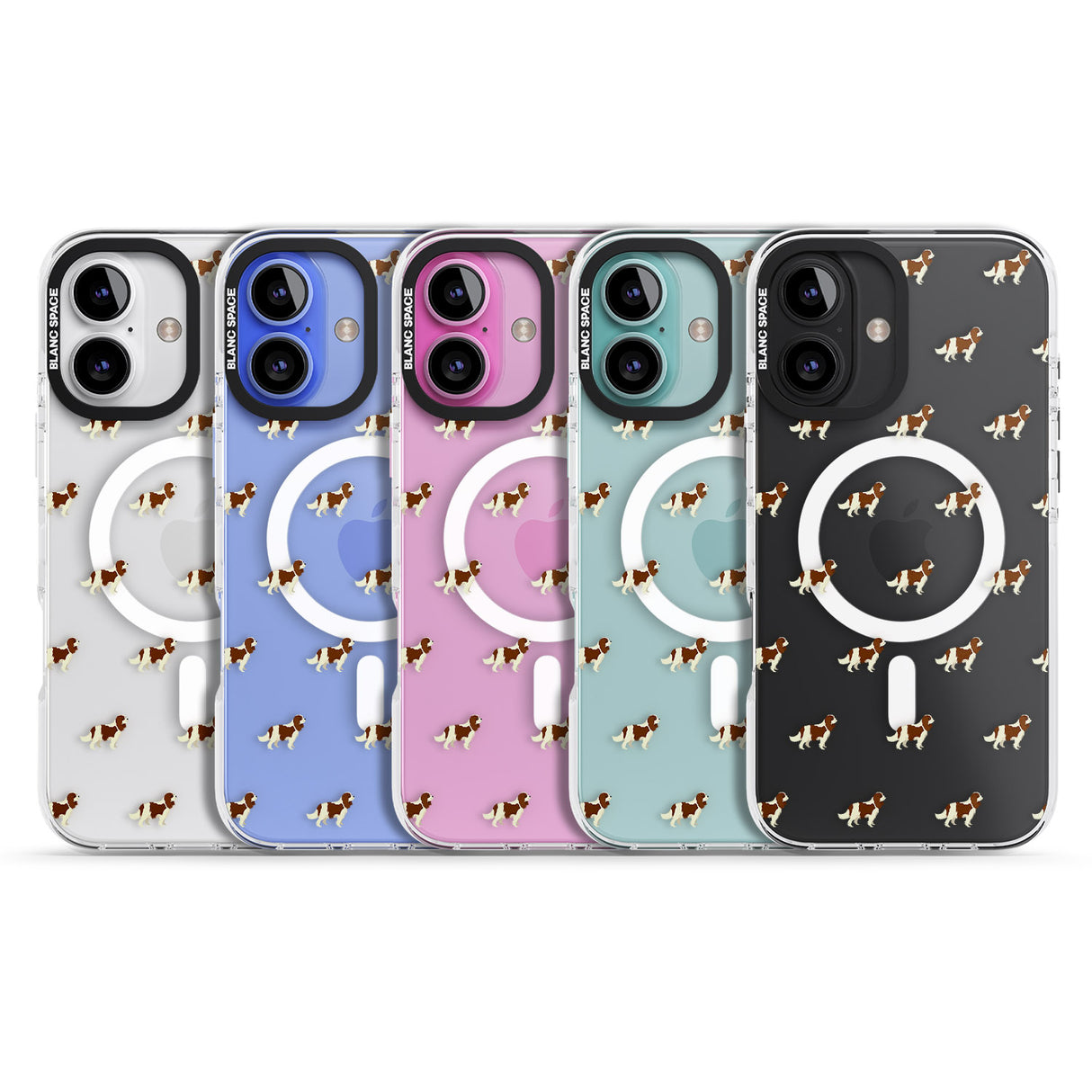 iPhone 16 Pro Max Cavalier King Charles Spaniel Pattern Clear Black Impact Phone Case