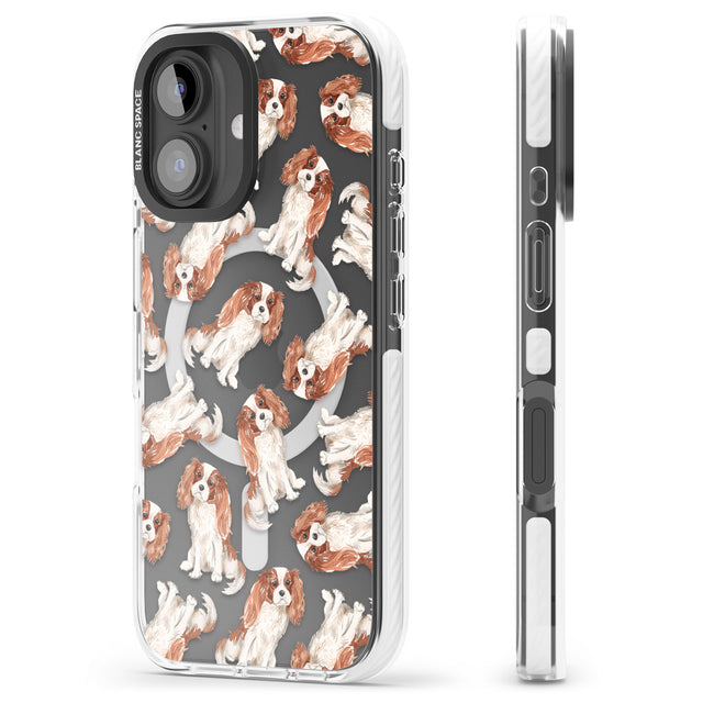 iPhone 16 Pro Max Cavalier King Charles Spaniel Dog Pattern Black Impact Phone Case