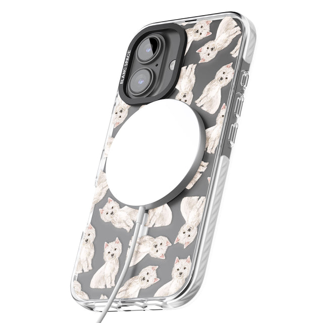 iPhone 16 Pro Max Westie Watercolour Dog Pattern Black Impact Phone Case