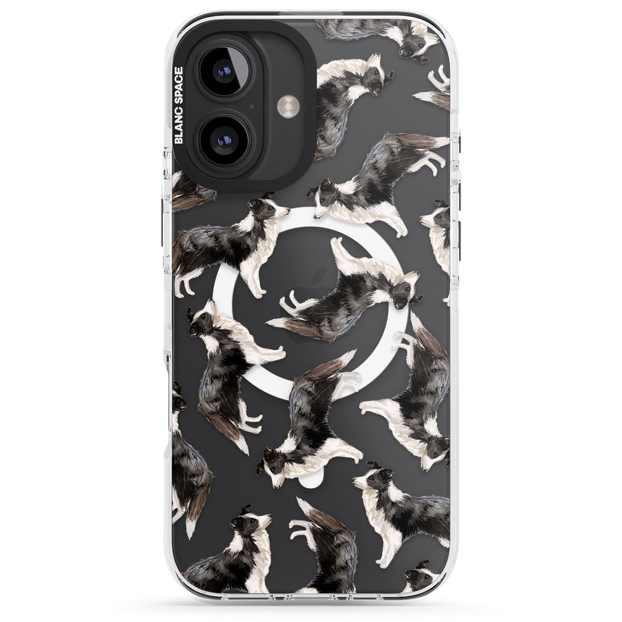 iPhone 16 Pro Max Border Collie Watercolour Dog Pattern Black Impact Phone Case