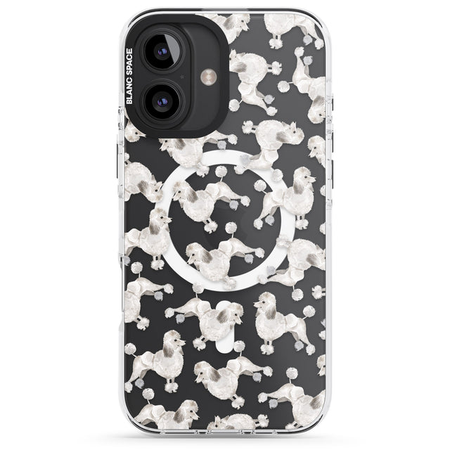 iPhone 16 Pro Max Poodle (White) Watercolour Dog Pattern Black Impact Phone Case