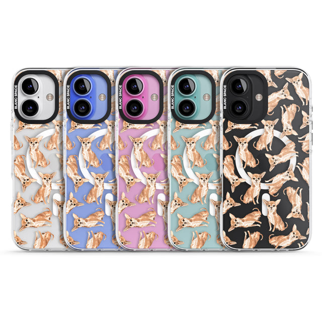 iPhone 16 Pro Max Chihuahua Watercolour Dog Pattern Black Impact Phone Case