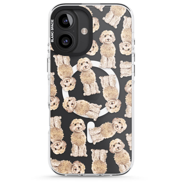 iPhone 16 Pro Max Cockapoo (Champagne) Watercolour Dog Pattern Black Impact Phone Case