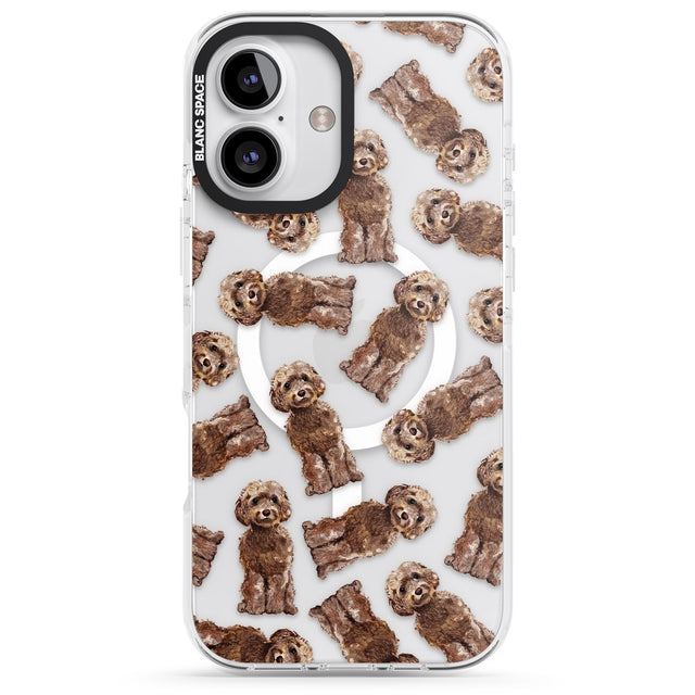 iPhone 16 Pro Max Cockapoo (Brown) Watercolour Dog Pattern Black Impact Phone Case