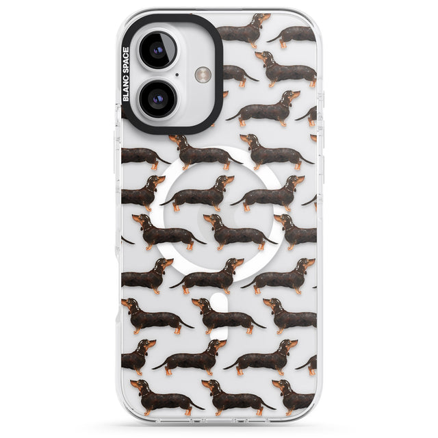 iPhone 16 Pro Max Dachshund (Black & Tan) Watercolour Dog Pattern Black Impact Phone Case