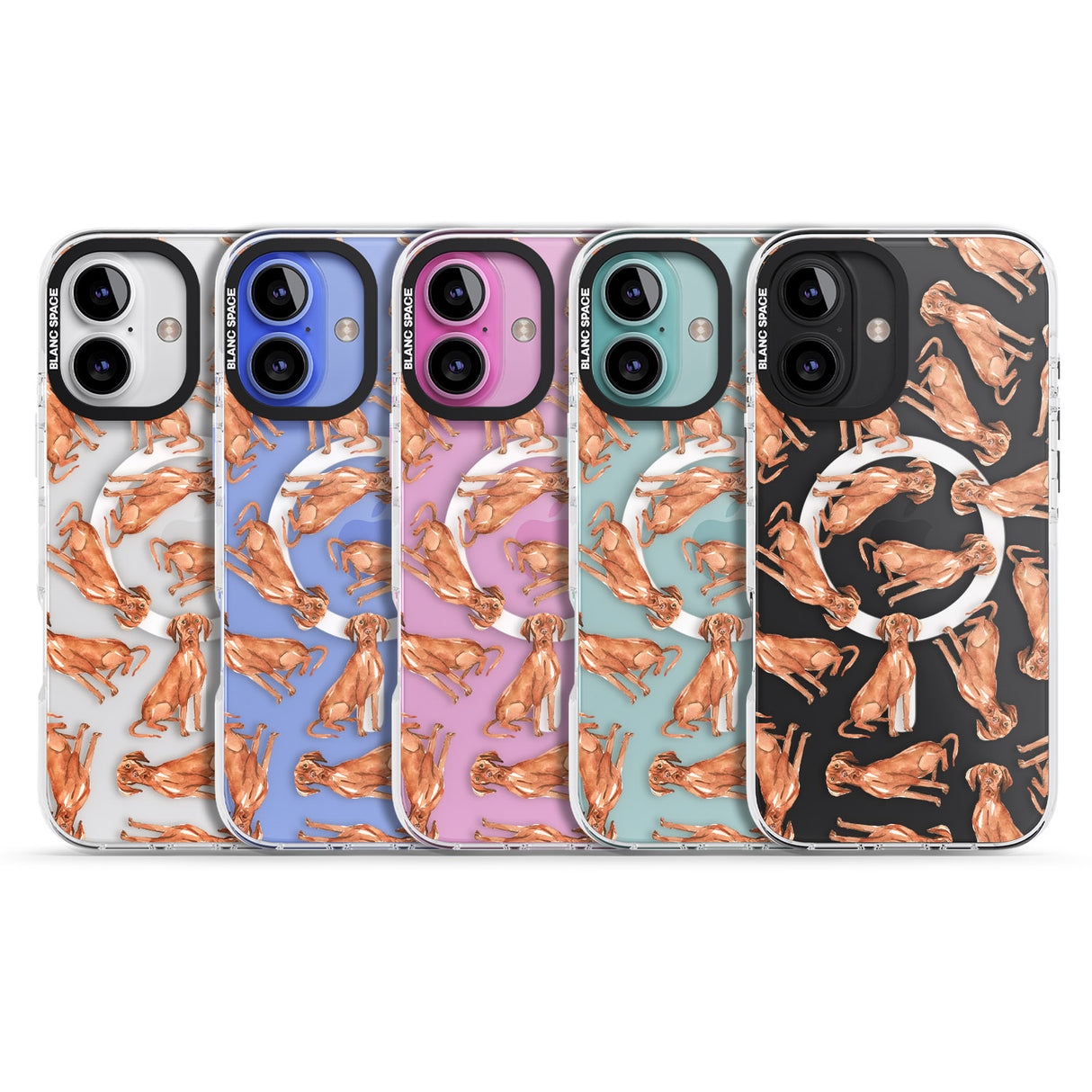 iPhone 16 Pro Max Hungarian Vizsla Watercolour Dog Pattern Black Impact Phone Case