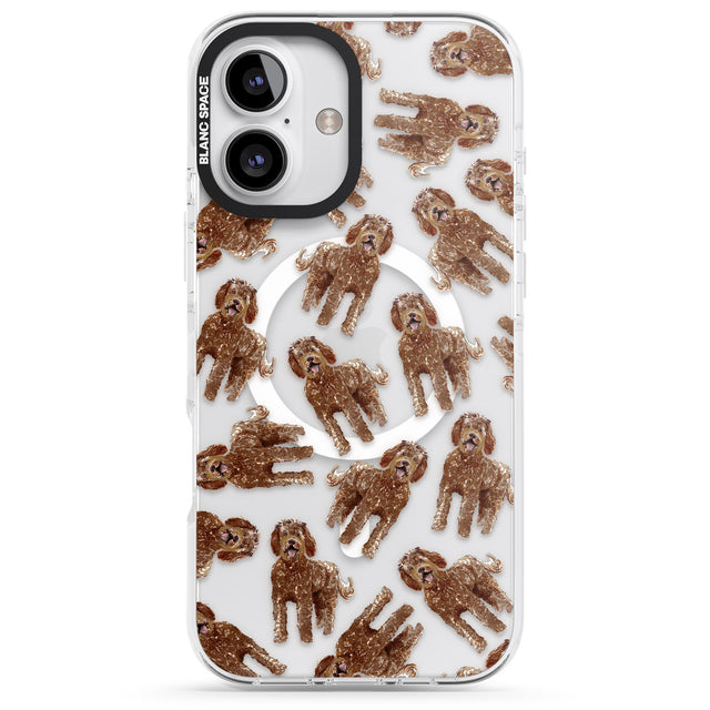 iPhone 16 Pro Max Labradoodle (Brown) Watercolour Dog Pattern Black Impact Phone Case