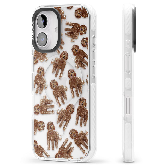 iPhone 16 Pro Max Labradoodle (Brown) Watercolour Dog Pattern Black Impact Phone Case