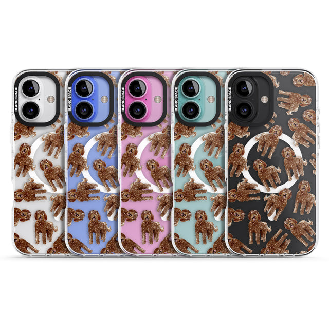 iPhone 16 Pro Max Labradoodle (Brown) Watercolour Dog Pattern Black Impact Phone Case