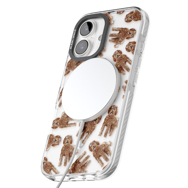 iPhone 16 Pro Max Labradoodle (Brown) Watercolour Dog Pattern Black Impact Phone Case