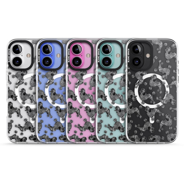 iPhone 16 Pro Max Poodle (Black) Watercolour Dog Pattern Black Impact Phone Case