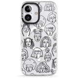 iPhone 16 Pro Max Girl Portrait Doodles Black Impact Phone Case