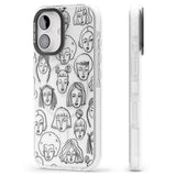 iPhone 16 Pro Max Girl Portrait Doodles Black Impact Phone Case