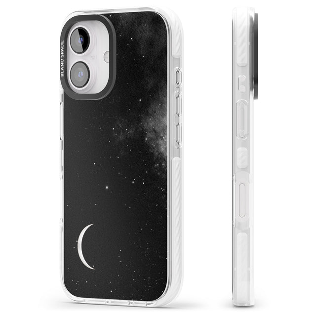 iPhone 16 Pro Max Night Sky Galaxies: Crescent Moon Black Impact Phone Case