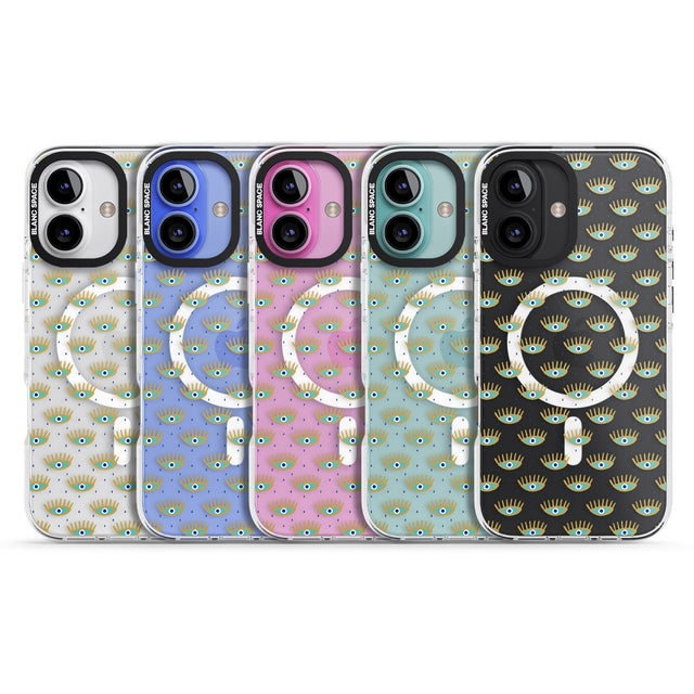 iPhone 16 Pro Max Crying Eyes (Clear) Psychedelic Eyes Pattern Black Impact Phone Case