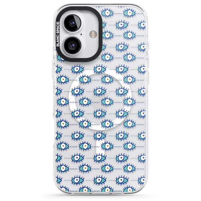 iPhone 16 Pro Max Crazy Eyes (Clear) Psychedelic Eyes Pattern Black Impact Phone Case