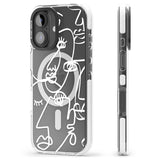 iPhone 16 Pro Max Abstract Continuous Line Faces White on Clear Black Impact Phone Case