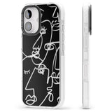 iPhone 16 Pro Max Abstract Continuous Line Faces Clear on Black Black Impact Phone Case