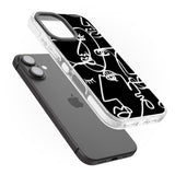 iPhone 16 Pro Max Abstract Continuous Line Faces Clear on Black Black Impact Phone Case