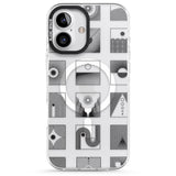 iPhone 16 Pro Max Abstract Lines: Mixed Pattern #2 Black Impact Phone Case