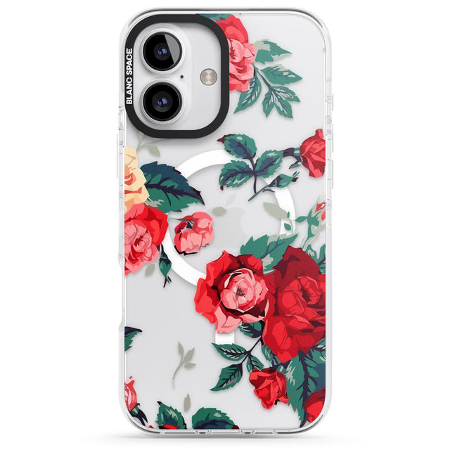 iPhone 16 Pro Max Rose Pattern Black Impact Phone Case