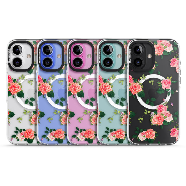 iPhone 16 Pro Max Pink Roses Black Impact Phone Case