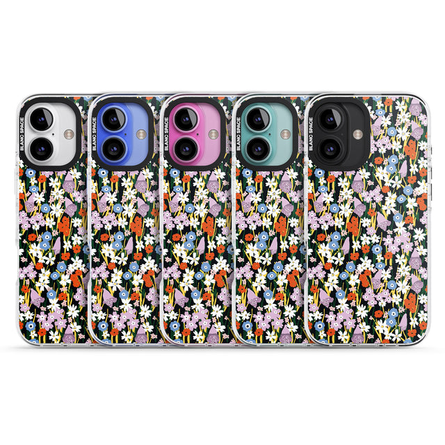 iPhone 16 Pro Max Energetic Floral Mix: Solid Black Impact Phone Case