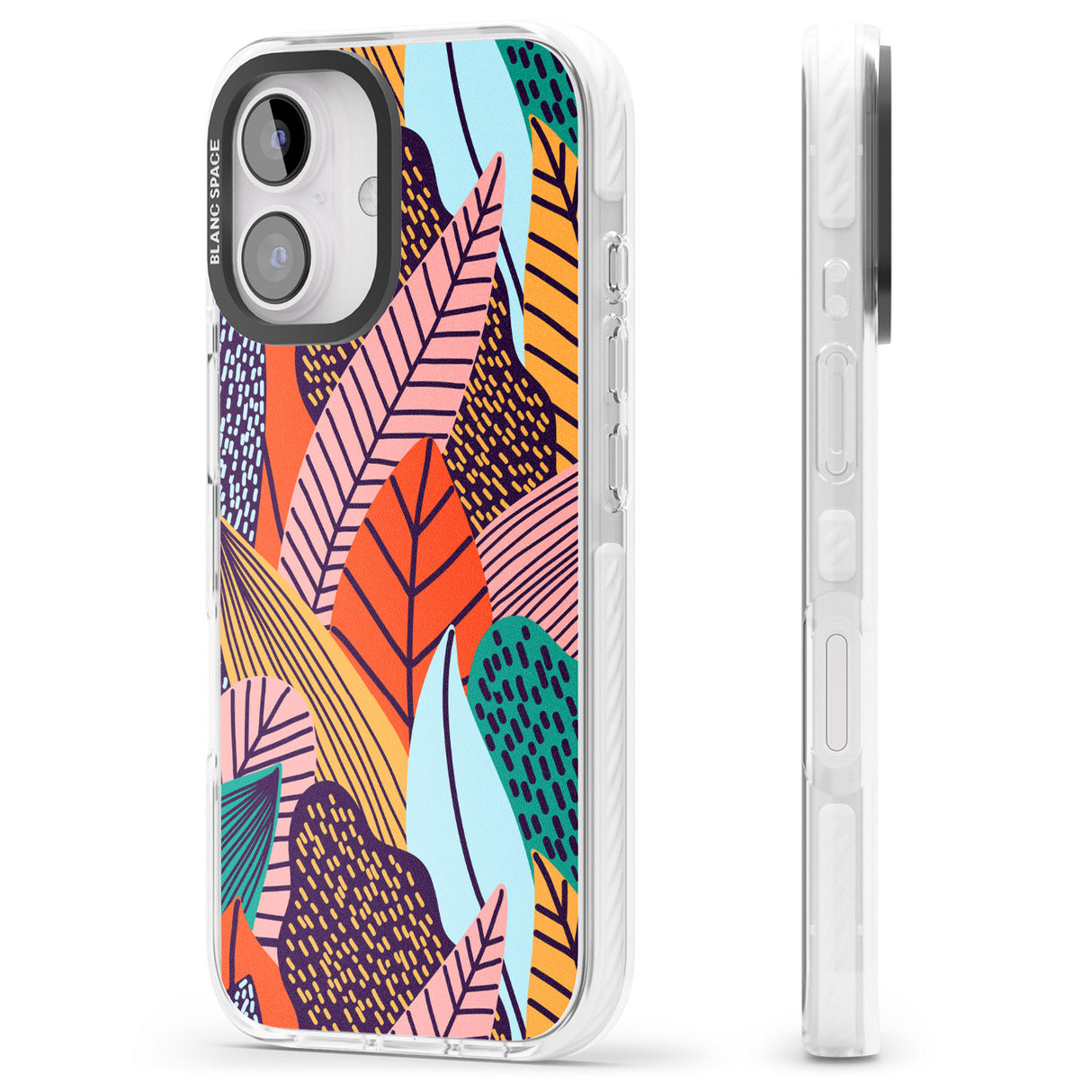 iPhone 16 Pro Max Abstract Leaves Black Impact Phone Case