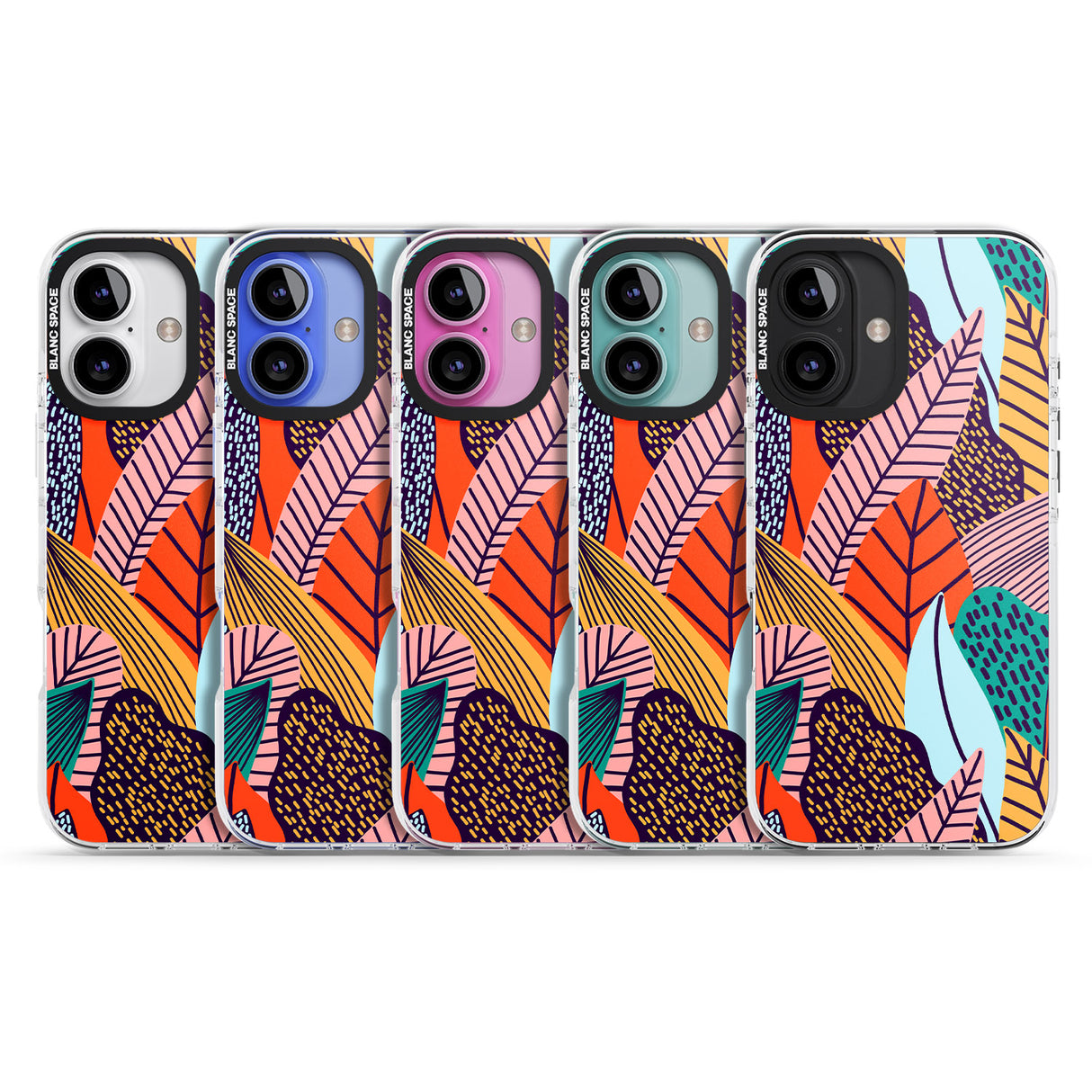 iPhone 16 Pro Max Abstract Leaves Black Impact Phone Case