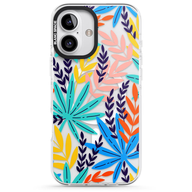 iPhone 16 Pro Max Tropical Palm Leaves Black Impact Phone Case