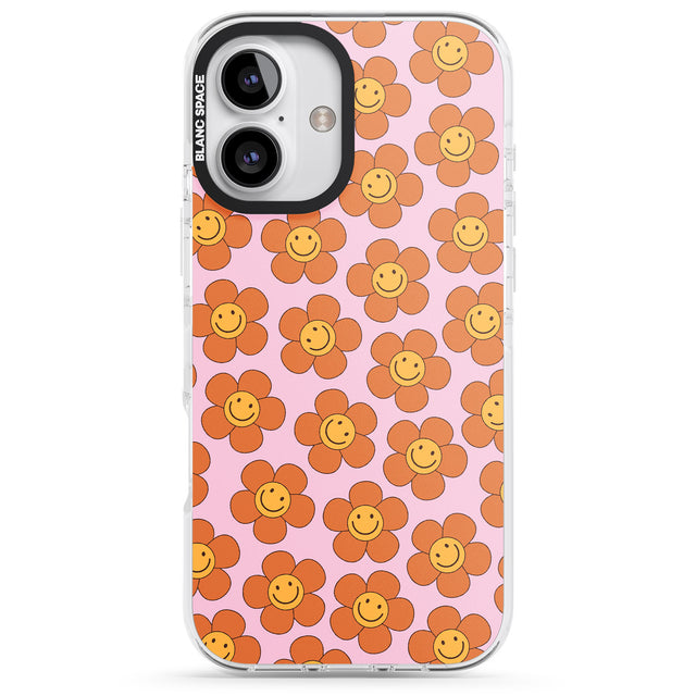 iPhone 16 Pro Max Floral Smiles Black Impact Phone Case