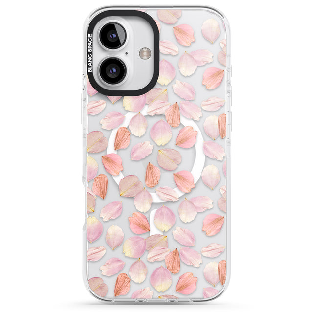 iPhone 16 Pro Max Pink Petals Transparent Design Black Impact Phone Case