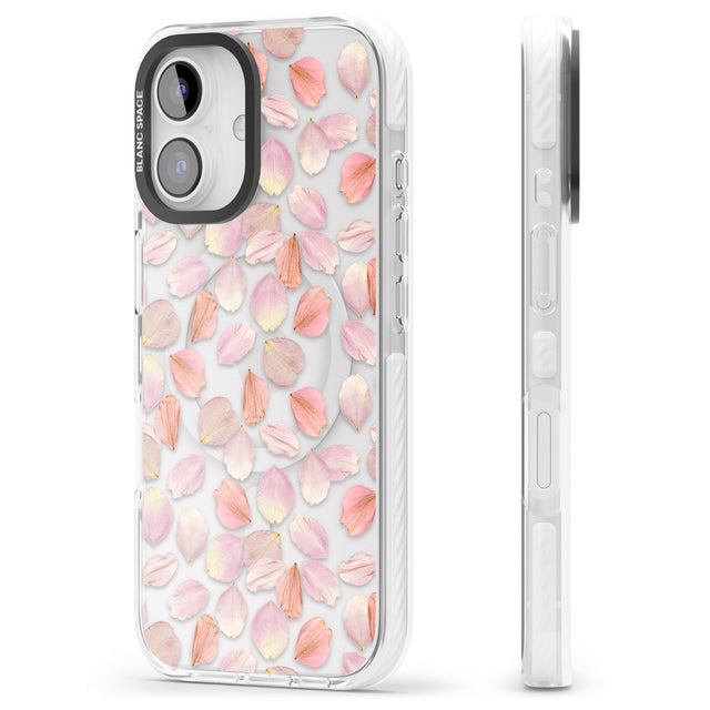 iPhone 16 Pro Max Pink Petals Transparent Design Black Impact Phone Case