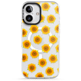 iPhone 16 Pro Max Sunflowers Transparent Pattern Black Impact Phone Case