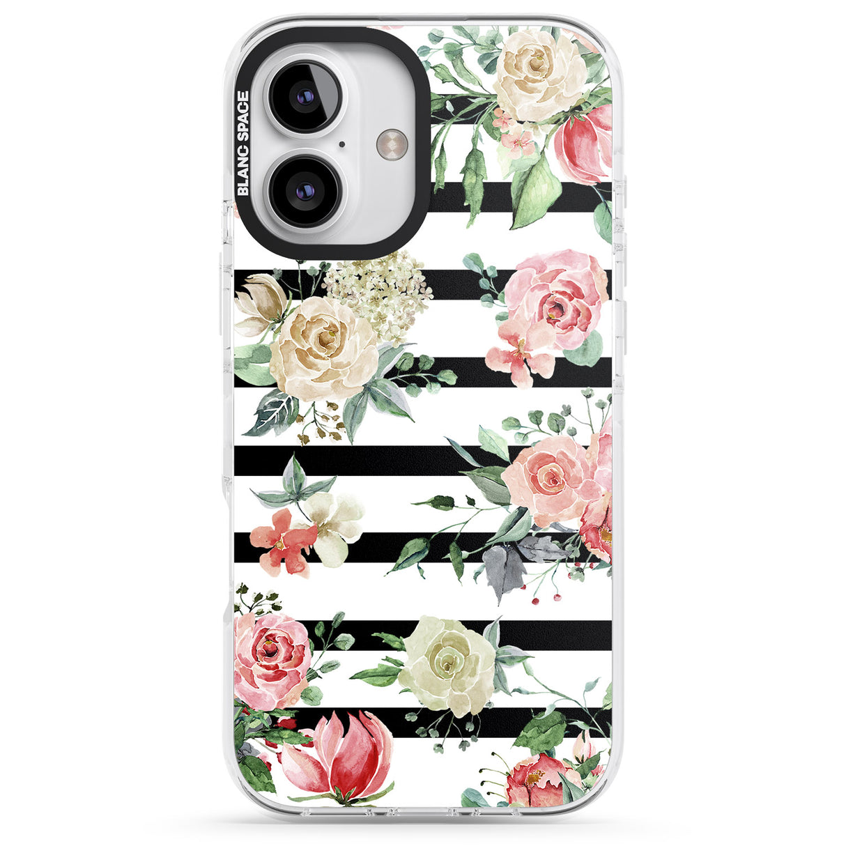 iPhone 16 Pro Max Bold Stripes & Flower Pattern Black Impact Phone Case