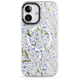 iPhone 16 Pro Max Blue Wild Flower Design Black Impact Phone Case