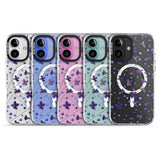 iPhone 16 Pro Max Violet & Blue Floral Pattern Design Black Impact Phone Case