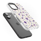 iPhone 16 Pro Max Violet Floral Pattern Design - Cream Black Impact Phone Case