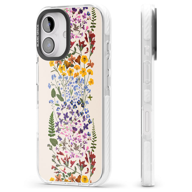 iPhone 16 Pro Max Wildflower Stripe Design - Cream Black Impact Phone Case